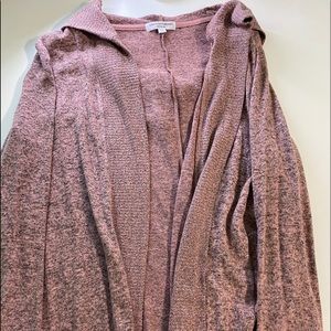 Pink cardigan with hood